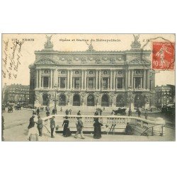 carte postale ancienne PARIS 09. L'Opéra et Métropolitain 1909