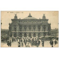 carte postale ancienne PARIS 09. L'Opéra et station Métropolitain Autobus