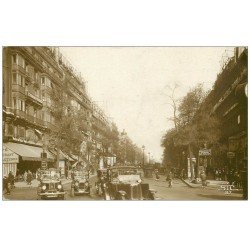 PARIS 09. Superbes voitures Boulevard Montmartre 1926. Carte photo émaillographie