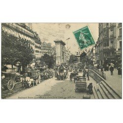 PARIS 10. Boulevard Bonne Nouvelle Porte Saint-denis 1908 Autobus à Impériale