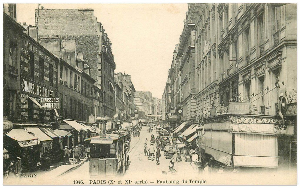 PARIS 10. Faubourg du Temple au niveau du Bal " La Java " 1917
