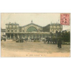 carte postale ancienne PARIS 10. Gare de l'Est 1906 Hippomobile à Impériale