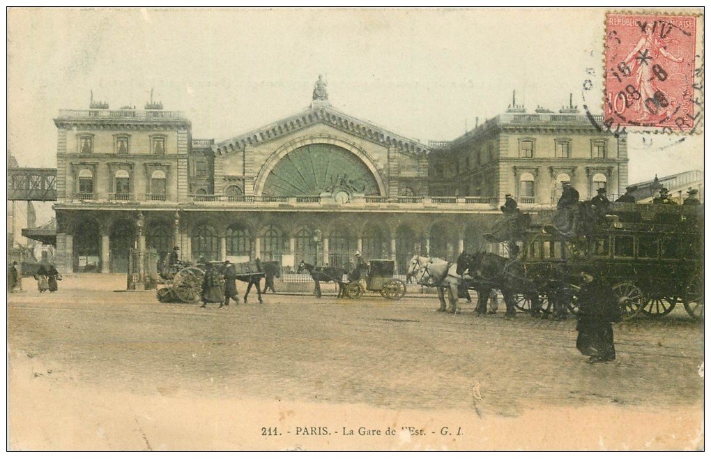 carte postale ancienne PARIS 10. Gare de l'Est 1906 Hippomobile à Impériale