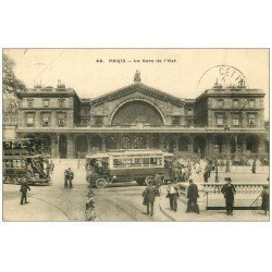 PARIS 10. Gare de l'Est 1915 Tramway sur rail et Autobus à plateforme. Bouche du Métropolitain