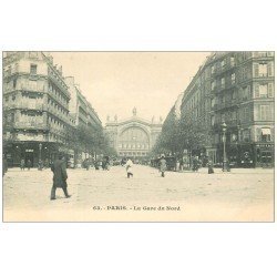 carte postale ancienne PARIS 10. Gare du Nord et Boulevard Denain vers 1900