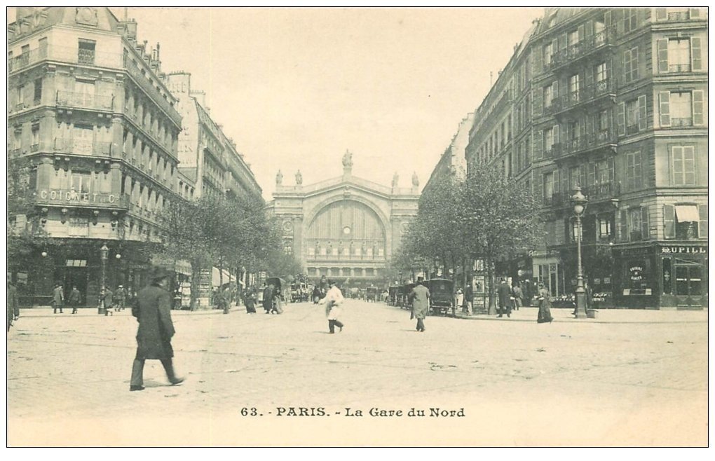 carte postale ancienne PARIS 10. Gare du Nord et Boulevard Denain vers 1900