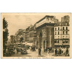 carte postale ancienne PARIS 10. Porte Saint-Martin Boulevard Bonne Nouvelle 1937 Agent de Police