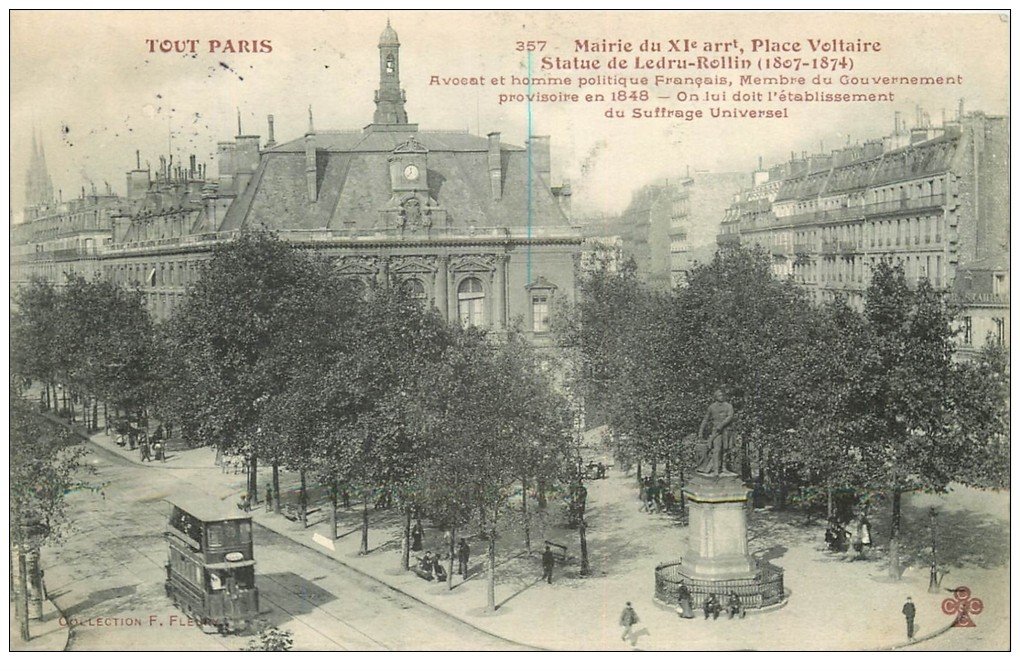 PARIS 11. La Mairie Place Voltaire 1905. Collection Fleury