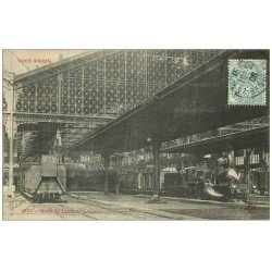 carte postale ancienne PARIS 12. Gare de Lyon Locomotives côté départ 1906. Collection Tout Paris