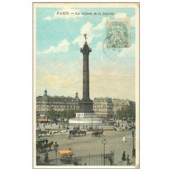 PARIS 12. Place de la Bastille 1906 carte émaillographie