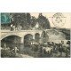 carte postale ancienne 10 CLAIRVAUX. Pont sur l'Aube 1922. Ouvriers, Carosse et Vaches