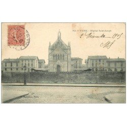 carte postale ancienne PARIS 14. Hôpitaux Hôpital Saint-Joseph rue Pierre Larousse 1905