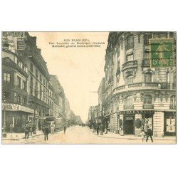 carte postale ancienne PARIS 15. Banque Crédit Lyonnais rue Lecourbe et boulevard Garibaldi 1917