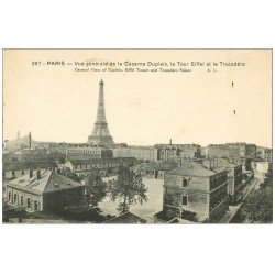 carte postale ancienne PARIS 15. Caserne Dupleix et Tour Eiffel