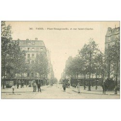 PARIS 15. Place Beaugrenelle et rue Saint-Charles 1927. Vespasiennes pub Absinthe oxigénée et Naphta