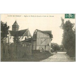 carte postale ancienne 10 MAILLY-LE-CAMP. Eglise Mailly-le-Grand et Café de l'Armée