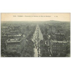 carte postale ancienne PARIS 16. Avenue du Bois de Boulogne Panorama 1921