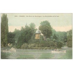 carte postale ancienne PARIS 16. Bois de Boulogne. Belvédére et Lac 1904