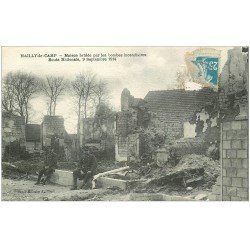 carte postale ancienne 10 MAILLY-LE-CAMP. Maison brûlée Route Nationale 1922