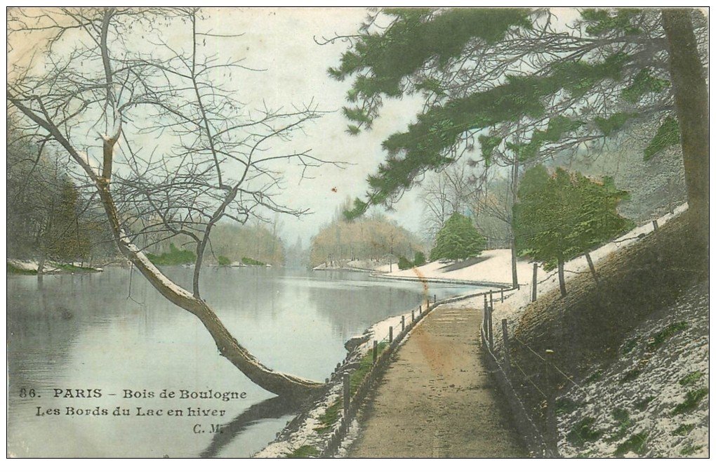 PARIS 16. Bois de Boulogne. Lac en Hiver 1906