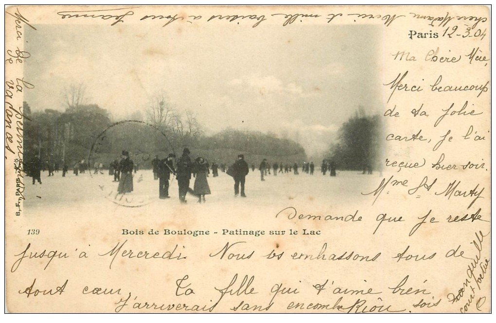 PARIS 16. Bois de Boulogne. Patinage sur Lac 1904
