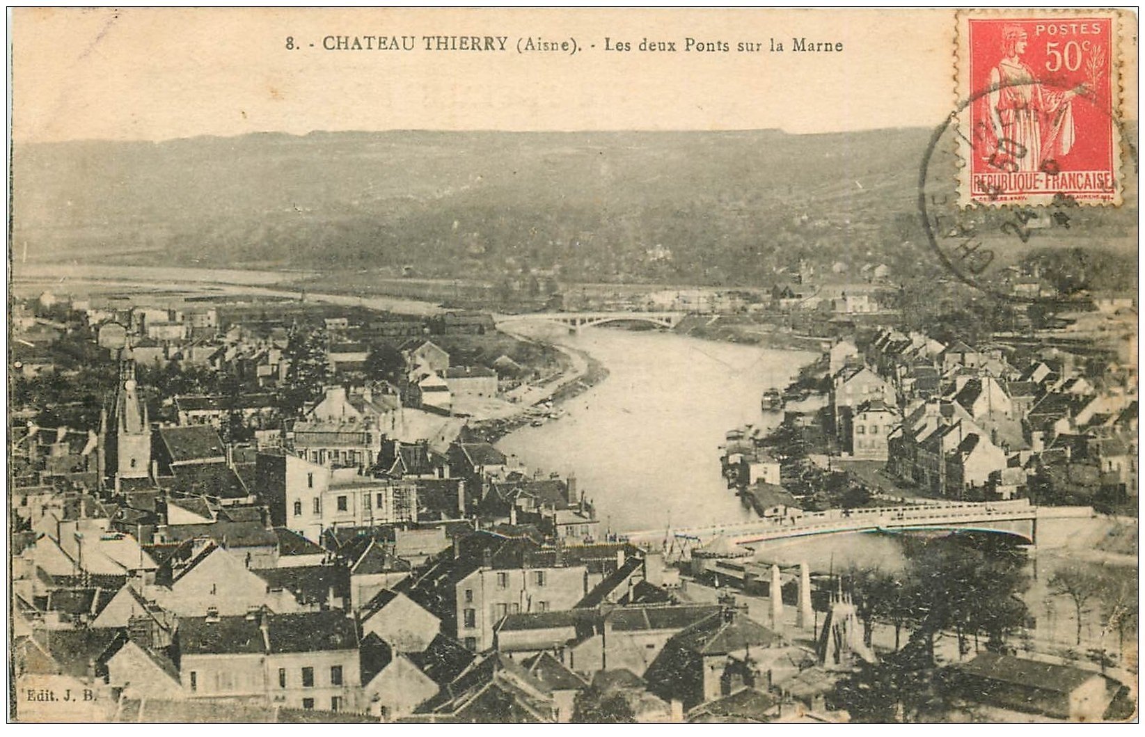 carte postale ancienne 02 CHATEAU-THIERRY. Deux Ponts sur Marne 1935