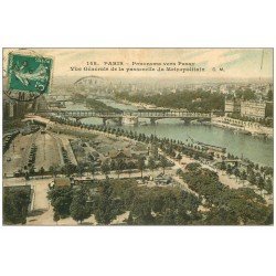 carte postale ancienne PARIS 16. Passerelle du Métropolitain 1911 et Passy