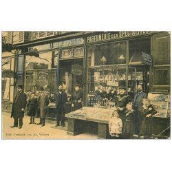 carte postale ancienne PARIS 17. Coiffeur Turpault 110 Avenue Villiers et Poste auxilliaire. Carte toilée