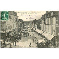 10 NOGENT-SUR-SEINE. Grande Rue Saint-Laurent 1908. Rémouleur et Café Merlin