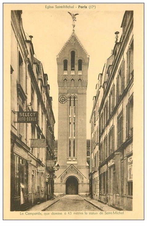 PARIS 17. Eglise Saint-Michel et Auto-Ecole