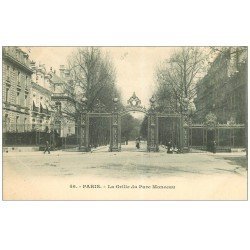 carte postale ancienne PARIS 17. Grille du Parc Monceau vers 1900