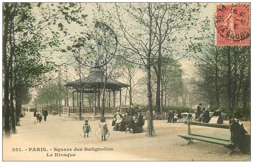 PARIS 17. Le Kiosqueà Musiques Square des Batignolles 1906