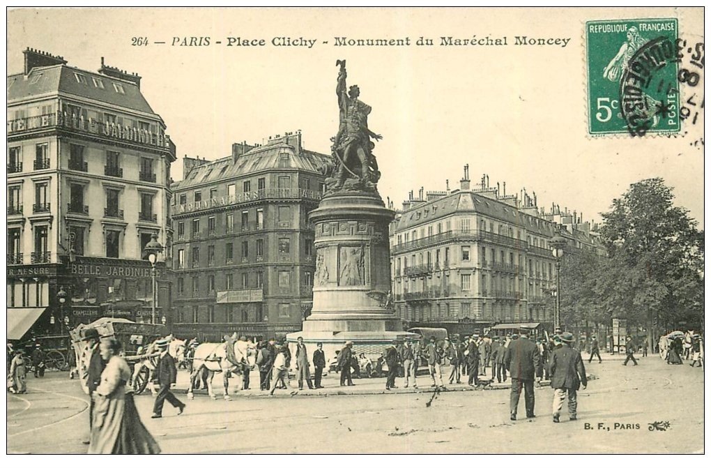 PARIS 17. Monument Moncey Place Clichy 1909 Belle Jardinière
