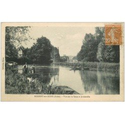 carte postale ancienne 10 NOGENT-SUR-SEINE. Le Passeur en barge sur la Seine à Jolainville