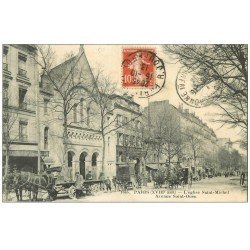 carte postale ancienne PARIS 18. Eglise Saint-Michel Avenue de Saint-Ouen 1913