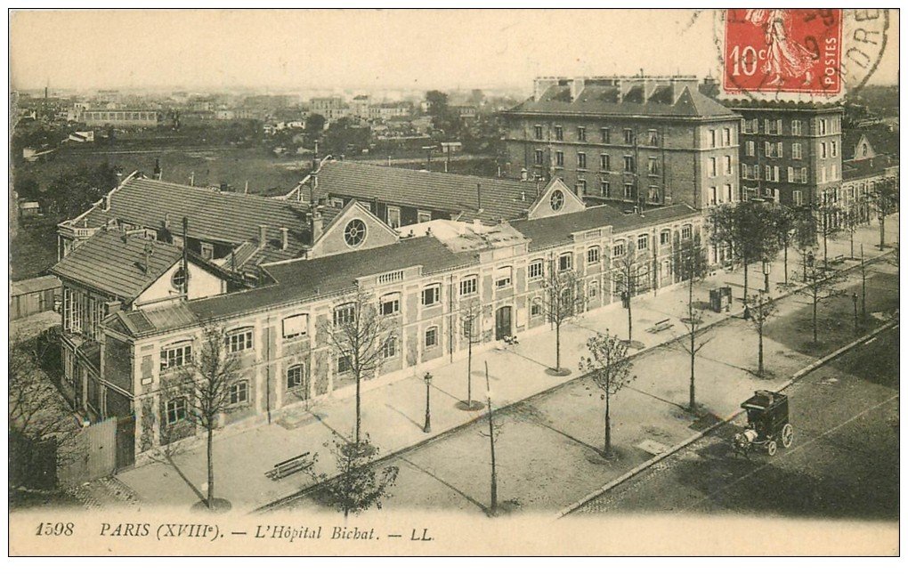 carte postale ancienne PARIS 18. Hôpitaux Hôpital Bichat Boulevard Ney 1919