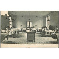 carte postale ancienne PARIS 18. Hôpitaux Hôpital Bretonneau Salle de Malades 1910. Défaut coin gauche