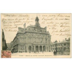 carte postale ancienne PARIS 18. La Mairie rue Ordener 1904 Hippomobile à Impériale