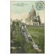 carte postale ancienne PARIS 18. Le Sacré-Coeur de Montmartre en rénovation et Funiculaire 1907