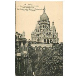 carte postale ancienne PARIS 18. Le Sacré-Coeur de Montmartre 126 Funiculaire