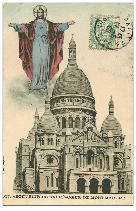 carte postale ancienne PARIS 18. Le Sacré-Coeur de Montmartre 1909