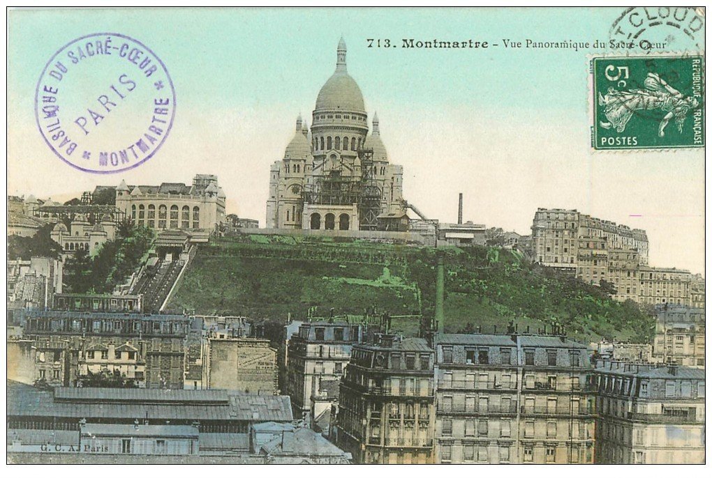 carte postale ancienne PARIS 18. Le Sacré-Coeur de Montmartre 1909