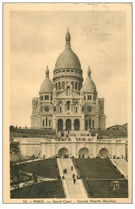 carte postale ancienne PARIS 18. Le Sacré-Coeur de Montmartre 1937