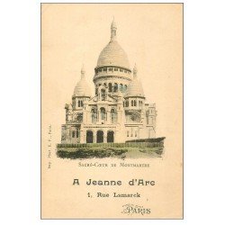 carte postale ancienne PARIS 18. Le Sacré-Coeur de Montmartre à Jeanne d'Arc 1 rue Lamarck