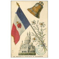 carte postale ancienne PARIS 18. Le Sacré-Coeur de Montmartre Drapeau et Cloche