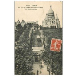carte postale ancienne PARIS 18. Le Sacré-Coeur de Montmartre Entrée Funiculaire 4331