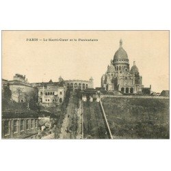 carte postale ancienne PARIS 18. Le Sacré-Coeur de Montmartre Funiculaire 1918