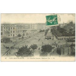 carte postale ancienne PARIS 18. Les Nouvelles Casernes Boulevard Ney
