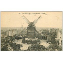 carte postale ancienne PARIS 18. Moulin de la Galette dernier Moulin à vent 1924