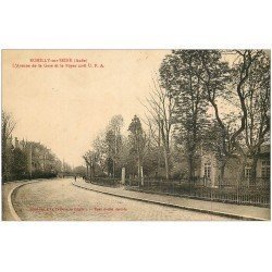 carte postale ancienne 10 ROMILLY-SUR-SEINE. Avenue de la Gare er Foyer civil U.F.A vers 1924